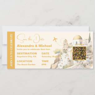Invitation Aquarelle Santorin Destination mariage