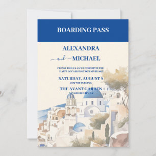 Invitation Aquarelle Santorin Destination mariage