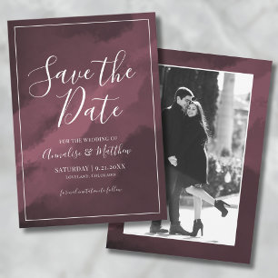 Invitation Aquarelle Script Mariage rouge Enregistrer la date