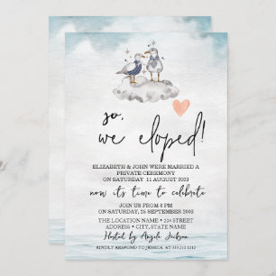 Invitation Aquarelle Seagulls Beach Wedding Elopement