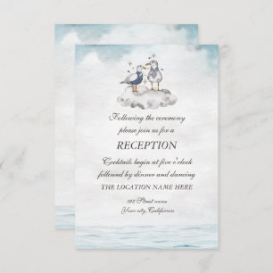 Invitation Aquarelle Seaguls Beach Réception