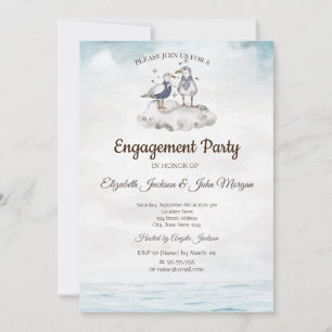 Invitation Aquarelle Seaguls Fiançailles