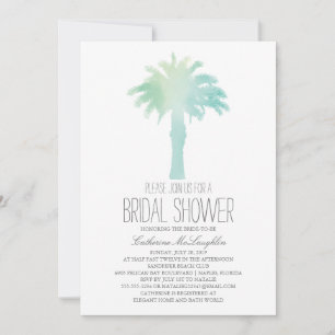 Invitation Aquarelle Serene Palm Tree Fête des mariées