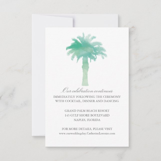 Invitation Aquarelle Serene Palm Tree | Réception (Devant)