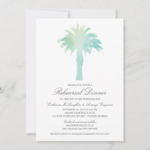 Invitation Aquarelle Serene Palm Tree  Répétition Mariage