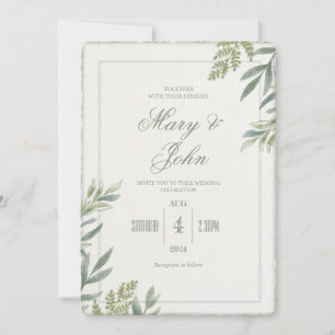 Invitation Aquarelle simple Faux Deckled Edge Wedding Invitat