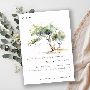 Invitation Aquarelle simple minimale Arbre botanique Annivers