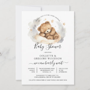 Invitation Aquarelle simple Petit Baby shower d'ours