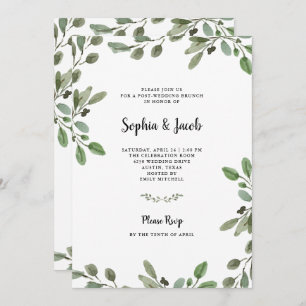 Invitation Aquarelle simple Verdure  Brunch Mariage