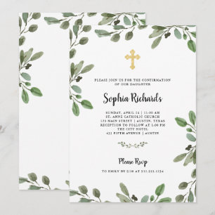 Invitation Aquarelle simple Verdure et or   Confirmations
