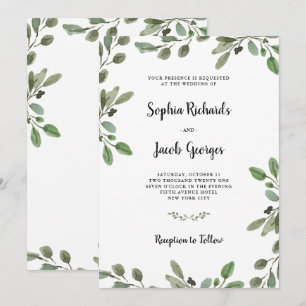 Invitation Aquarelle simple Verdure  Mariage élégant