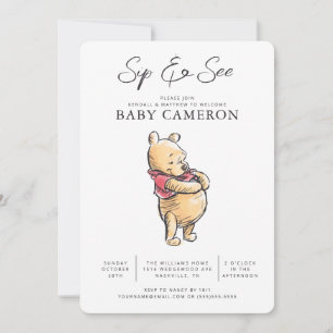 Invitation Aquarelle simple Winnie l'arachide Sip et voir