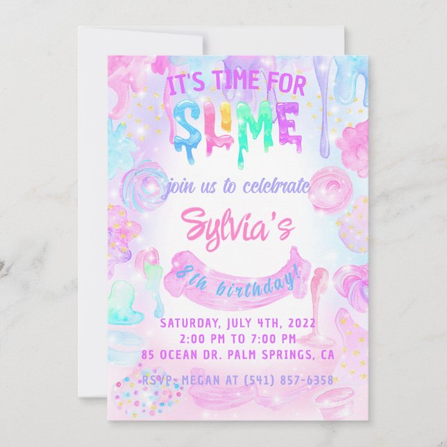 Invitation Aquarelle Slime (Devant)