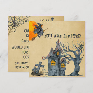 Invitation Aquarelle Sorcières Goblins Halloween Costume Part