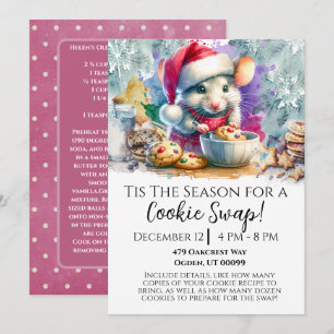 Invitation Aquarelle Souris échange de cookies