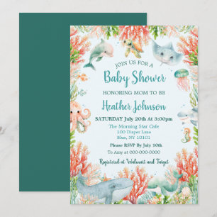 Invitation Aquarelle sous le Baby shower marin