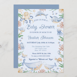 Invitation Aquarelle sous le Baby shower marin