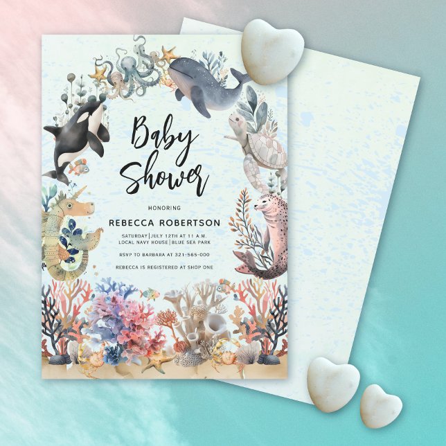 Invitation Aquarelle sous le Baby shower neutre (Créateur téléchargé)