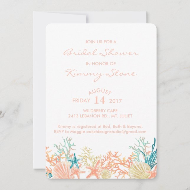 Invitation Aquarelle sous l'invitation de la douche nuptiale  (Devant)