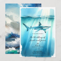Aquarelle Sous-Marin Océan Requin Aquarium Mariage