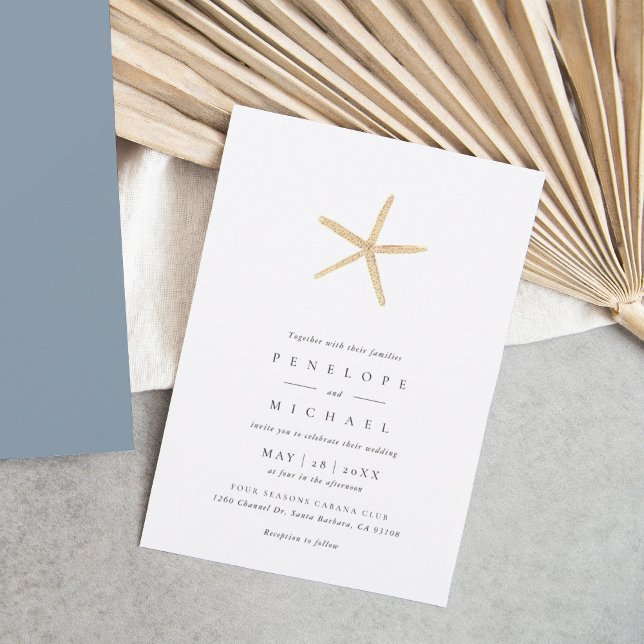 Invitation Aquarelle Starfish Élégant minimaliste Mariage (Créateur téléchargé)