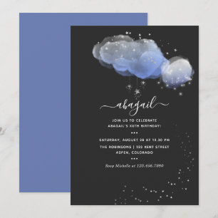 Invitation Aquarelle Stars Nuit Ciel Anniversaire