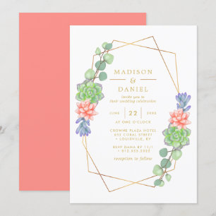 Invitation Aquarelle Succulent Terrarium Mariage