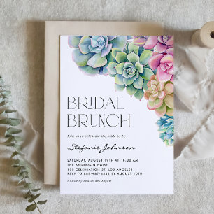 Invitation Aquarelle Succulente Brunch nuptial d'été