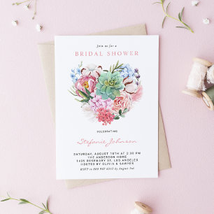 Invitation Aquarelle Succulente Fête des mariées de coeur flo