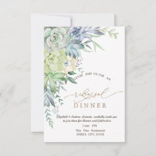 Invitation Aquarelle Succulentes Points Dîner de Répétition