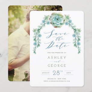 Invitation Aquarelle Succulents Jardin Mariage Enregistrer La