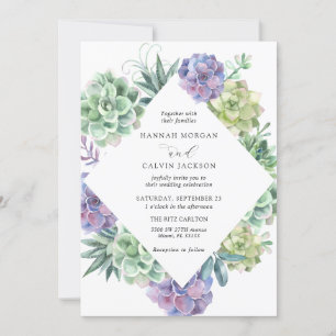 Invitation Aquarelle Succulents Mariage
