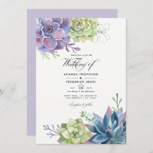 Invitation Aquarelle Succulents Photo Mariage