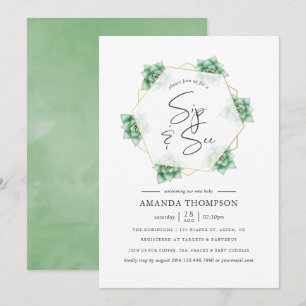 Invitation Aquarelle Suculte Géométrique Sip et voir