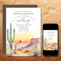 Aquarelle sud-ouest du désert et Mariage de Cactus