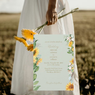 Invitation Aquarelle Sunflowers Gold Texte Sage Mariage