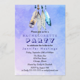 Invitation Aquarelle sur Bachelorette bleu violet