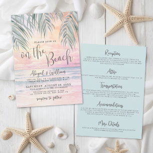 Invitation Aquarelle sur la plage mariage tout en un