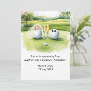 Invitation Aquarelle sur le thème du mariage de golf