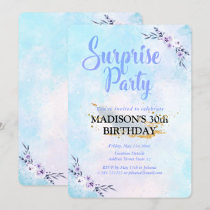 Invitation Aquarelle Surprise Party Pastel