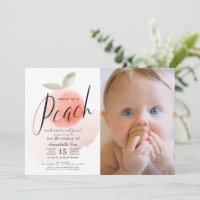 Aquarelle Sweet Peach 1er Anniversaire Photo Invit