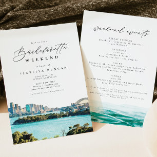 Invitation Aquarelle Sydney Australie Skyline Plage Tropicale