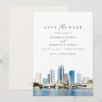 Aquarelle Tampa Florida Skyline Enregistrer la dat