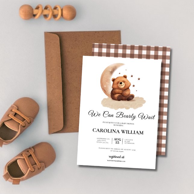 Invitation Aquarelle Teddy ours baby shower neutre (Créateur téléchargé)