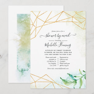 Invitation Aquarelle tendance Baby shower géométrique par cou