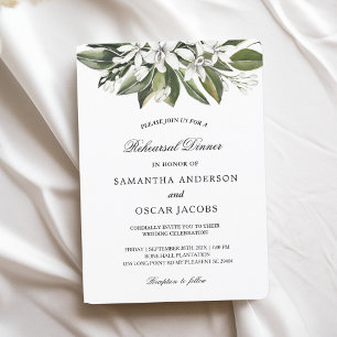 Invitation Aquarelle tendance Fleurs blanches & Feuilles