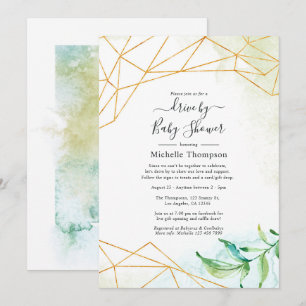 Invitation Aquarelle tendance lecteur géométrique par douche