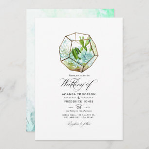 Invitation Aquarelle Terrarium en verre Mariage