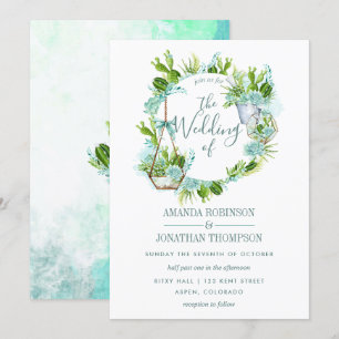 Invitation Aquarelle Terrarium en verre Mariage