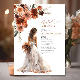 Invitation Aquarelle terre cuite automne fleurs mariage